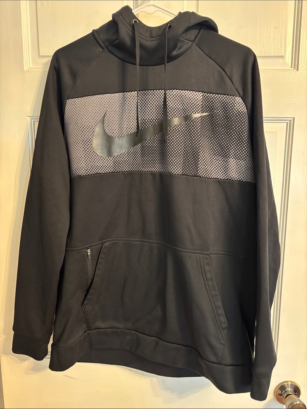 Nike Black Pullover Hoodie with Grey Mesh Swoosh Panel
